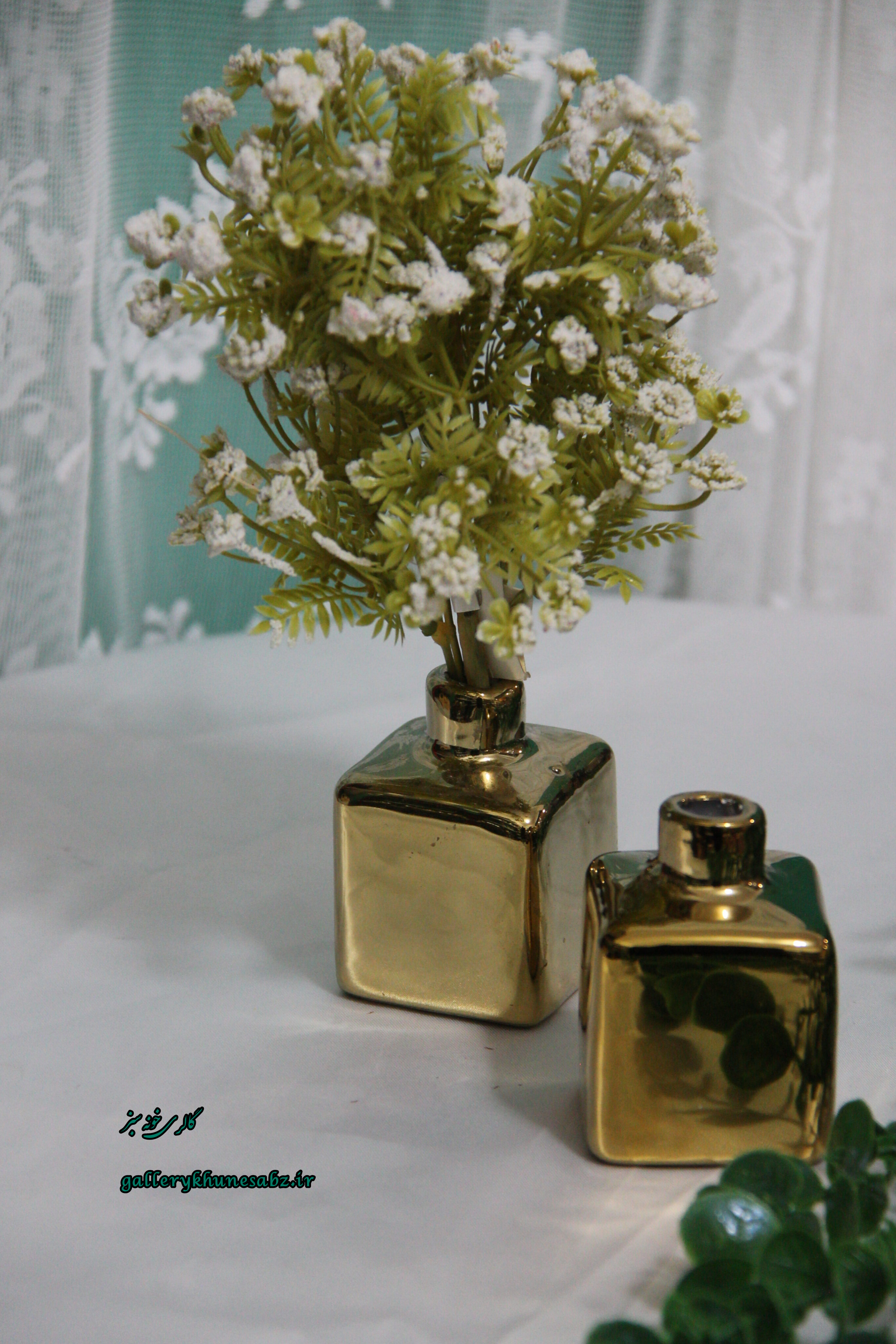 گلدان طلایی دکوراتیو سرامیک آبکاری شده