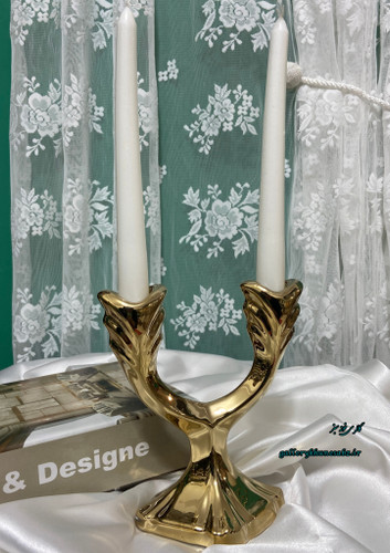 شمعدان سرامیکی طلایی