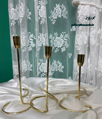 شمعدان سه عددی طلایی طرح دفرمه