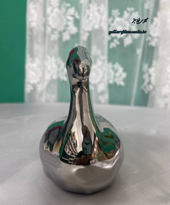 مجسمه فلامینگو نقره ای سرامیک آبکاری شده