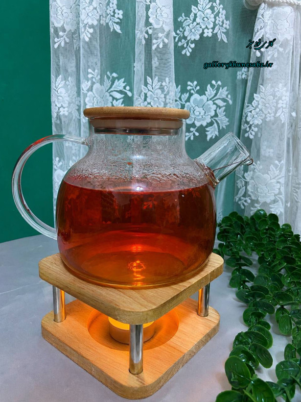 قوری پیرکس وارداتی درب چوبی ۱ لیتری