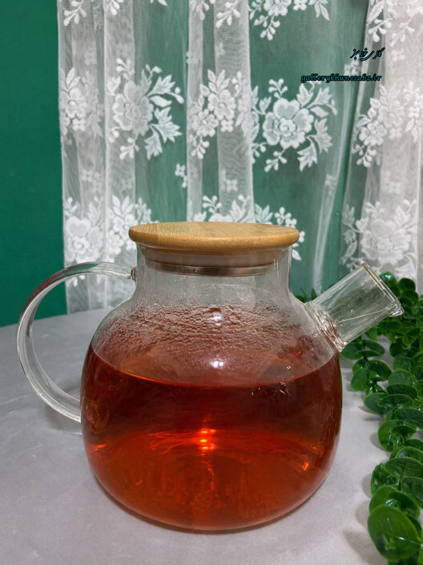 قوری پیرکس وارداتی درب چوبی ۱ لیتری