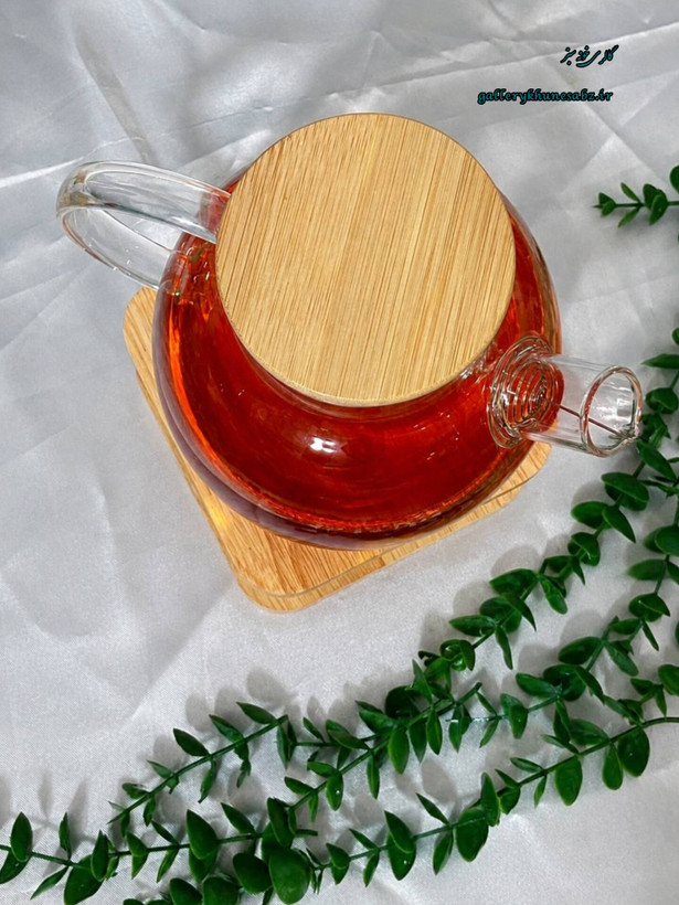 قوری پیرکس وارداتی درب چوبی ۱ لیتری