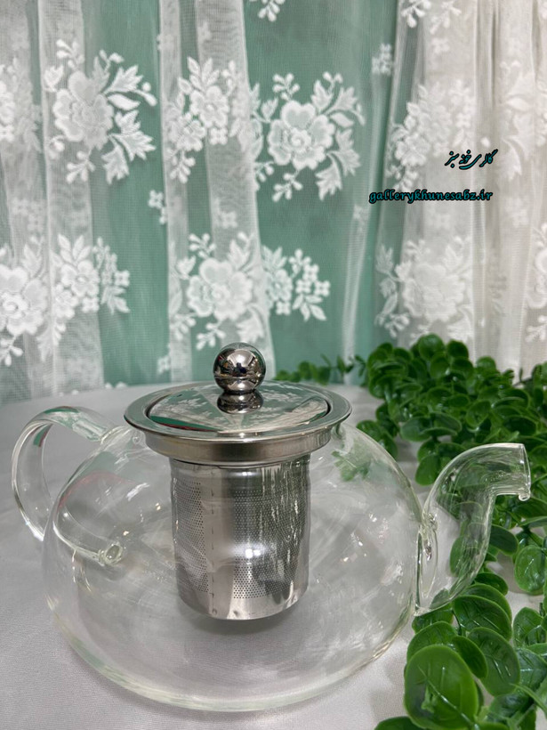 قوری پیرکس وارداتی درب استیل و چای صافی استیل