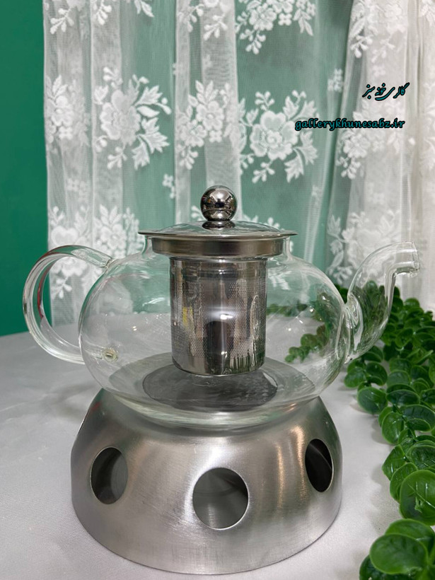 قوری پیرکس وارداتی درب استیل و چای صافی استیل