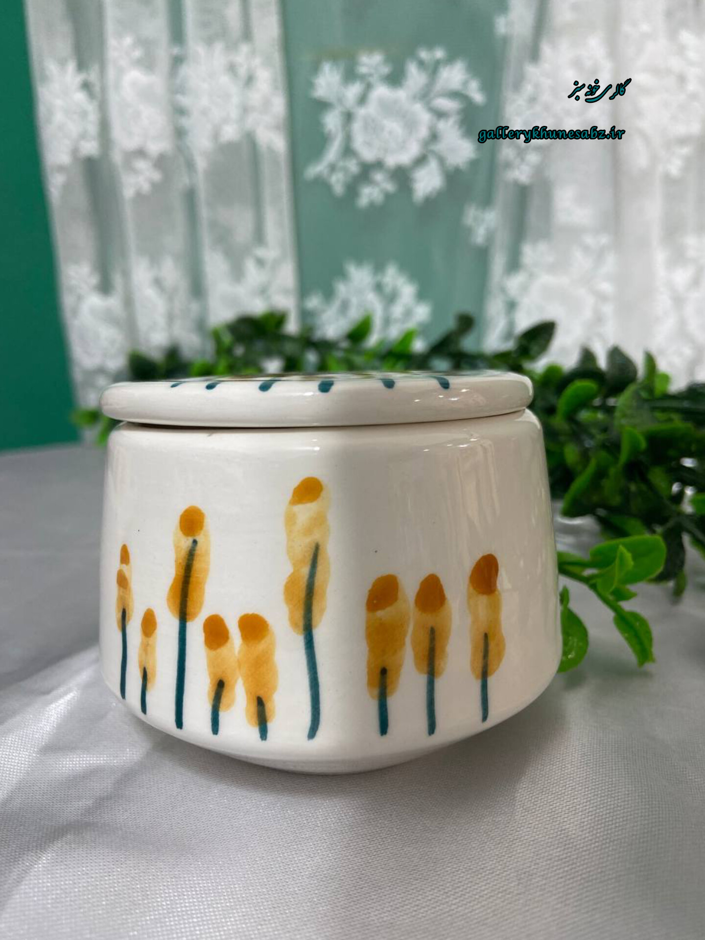 قندان سرامیکی مدل گل نارنجی