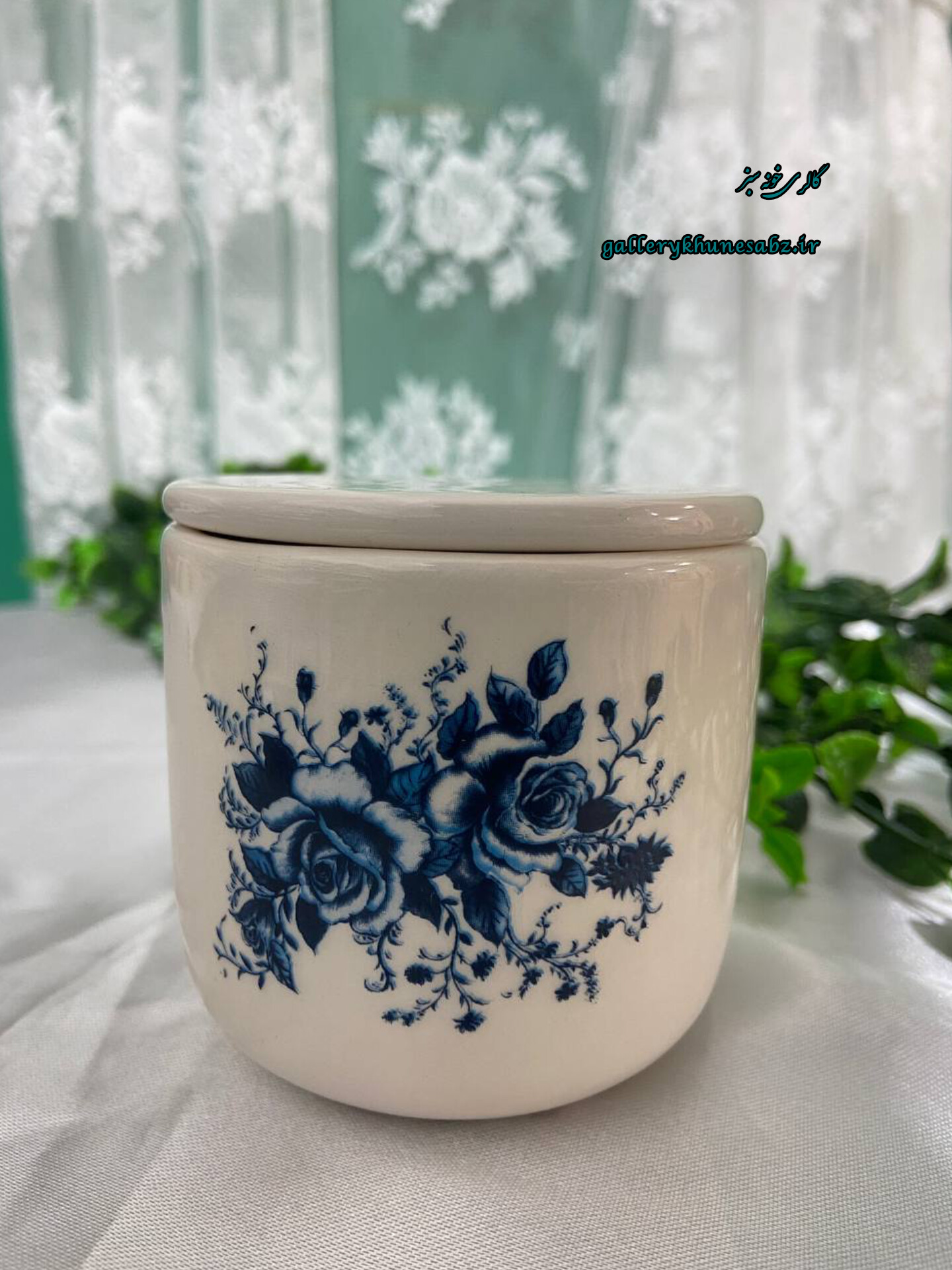 قندان سرامیکی مدل گل آبی