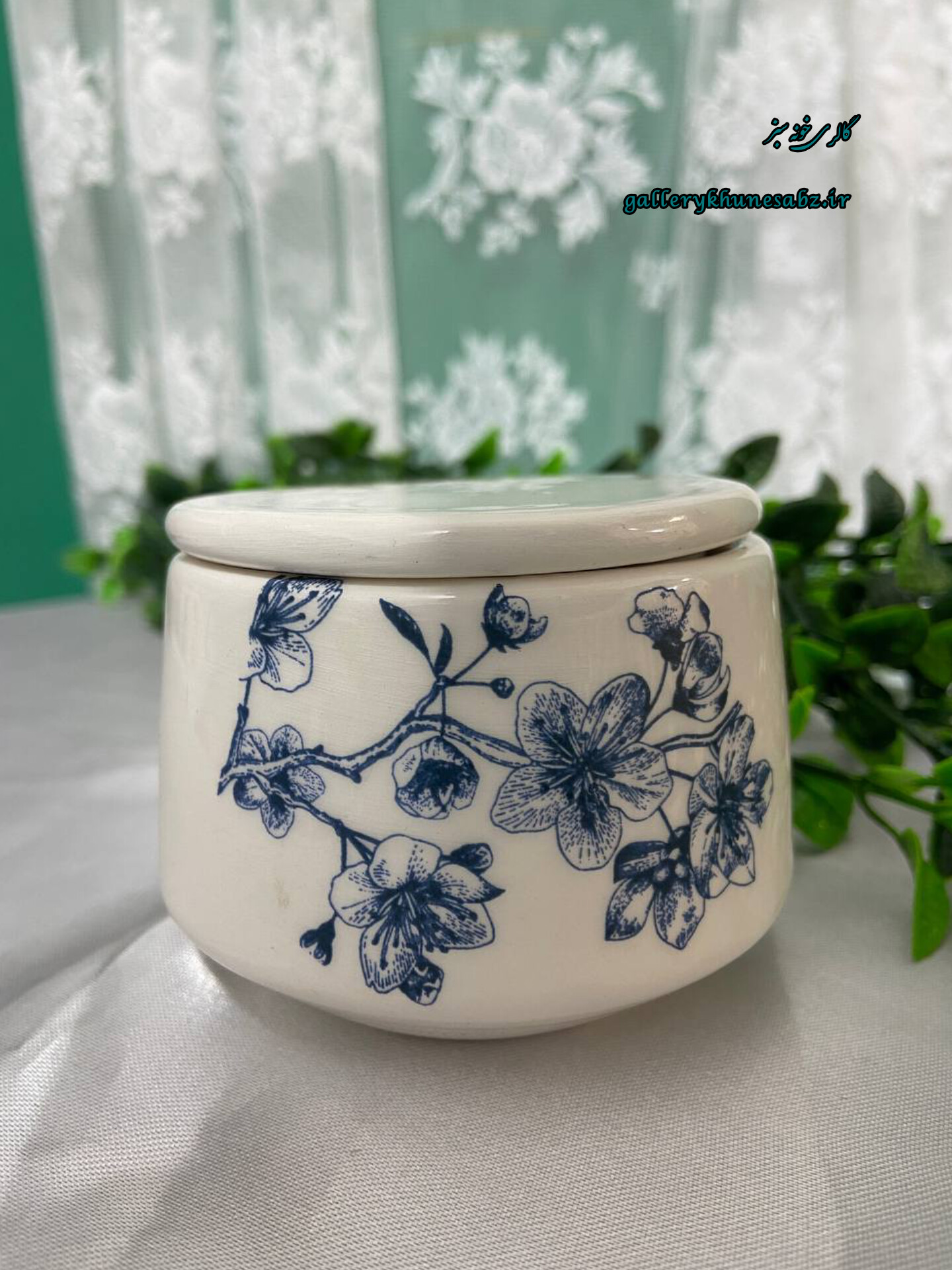 قندان سرامیکی مدل گل آبی کد ۰۱